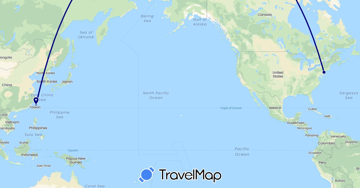 TravelMap itinerary: driving in Taiwan, United States (Asia, North America)